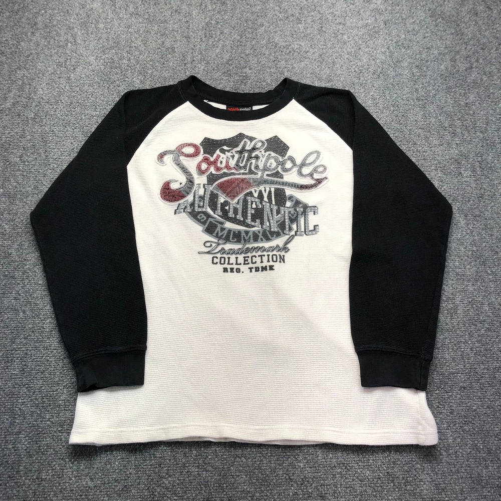 Southpole Authentic Collection Boy XL Thermal Raglan Graphic Shirt Black White